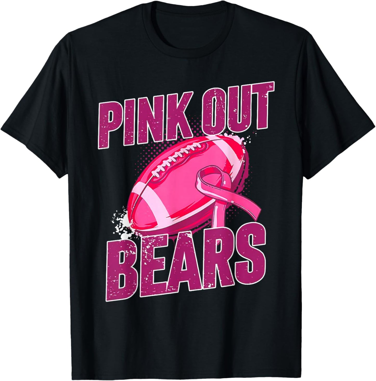 Bears Pink Out Football Tackle Breast Cancer T-Shirt - T-Shirt | Black