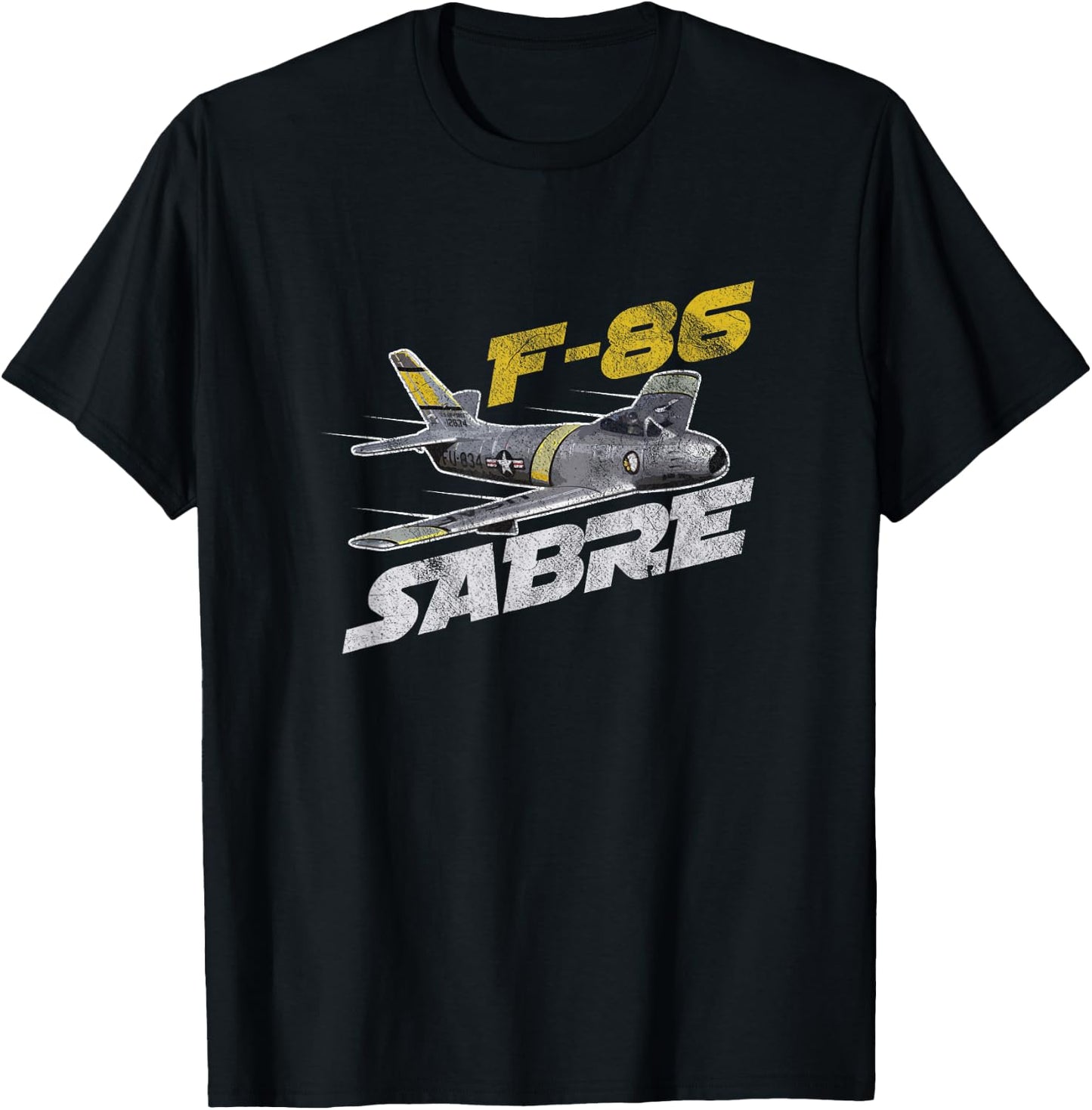 F-86 Sabre Jet Shirt Vintage Machine Veteran Pilot T-Shirt - T-Shirt | Black