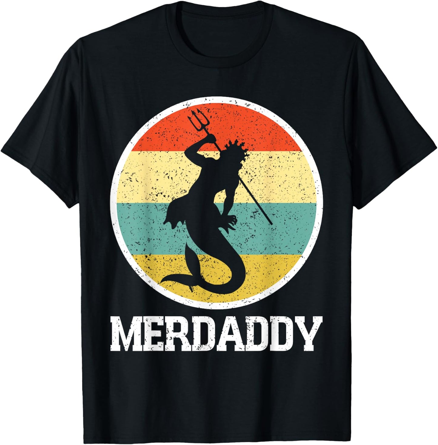 Merdaddy Merdad Mermaid Security Retro Merman Father's Day T-Shirt - T-Shirt | Black
