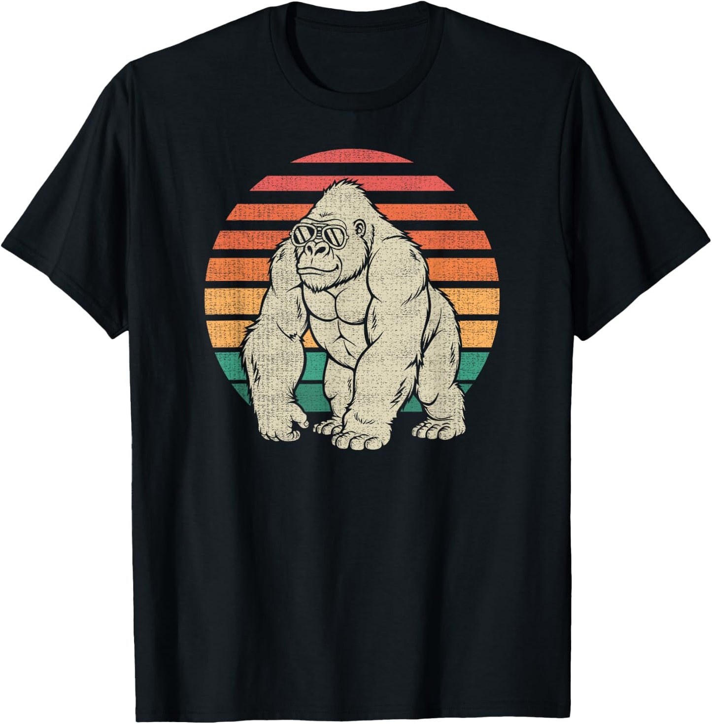 Funny Gorilla Silverback Lover Animal Retro 70s T-Shirt - T-Shirt | Black