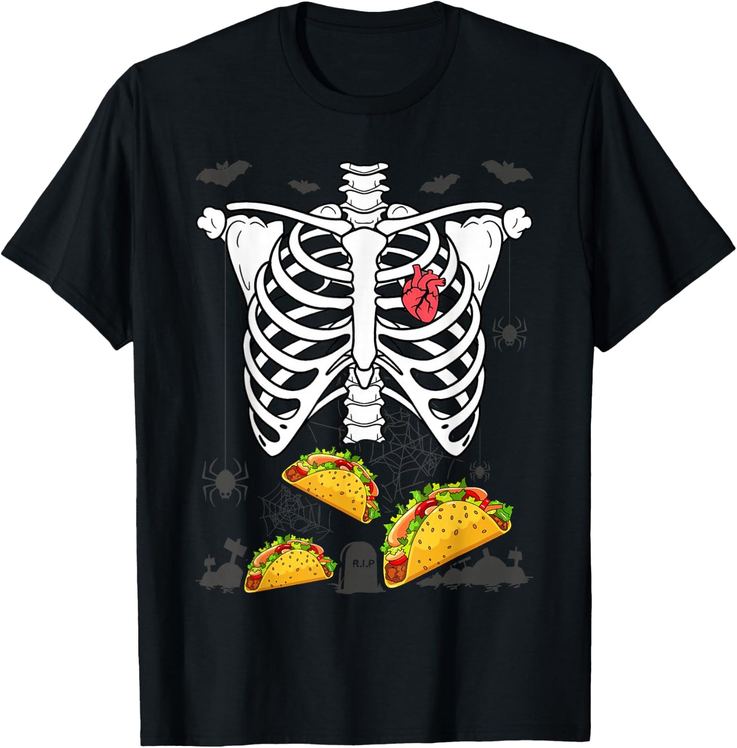 Halloween Dad Skeleton Taco Belly Funny Pregnancy Couple Men T-Shirt - T-Shirt | Black