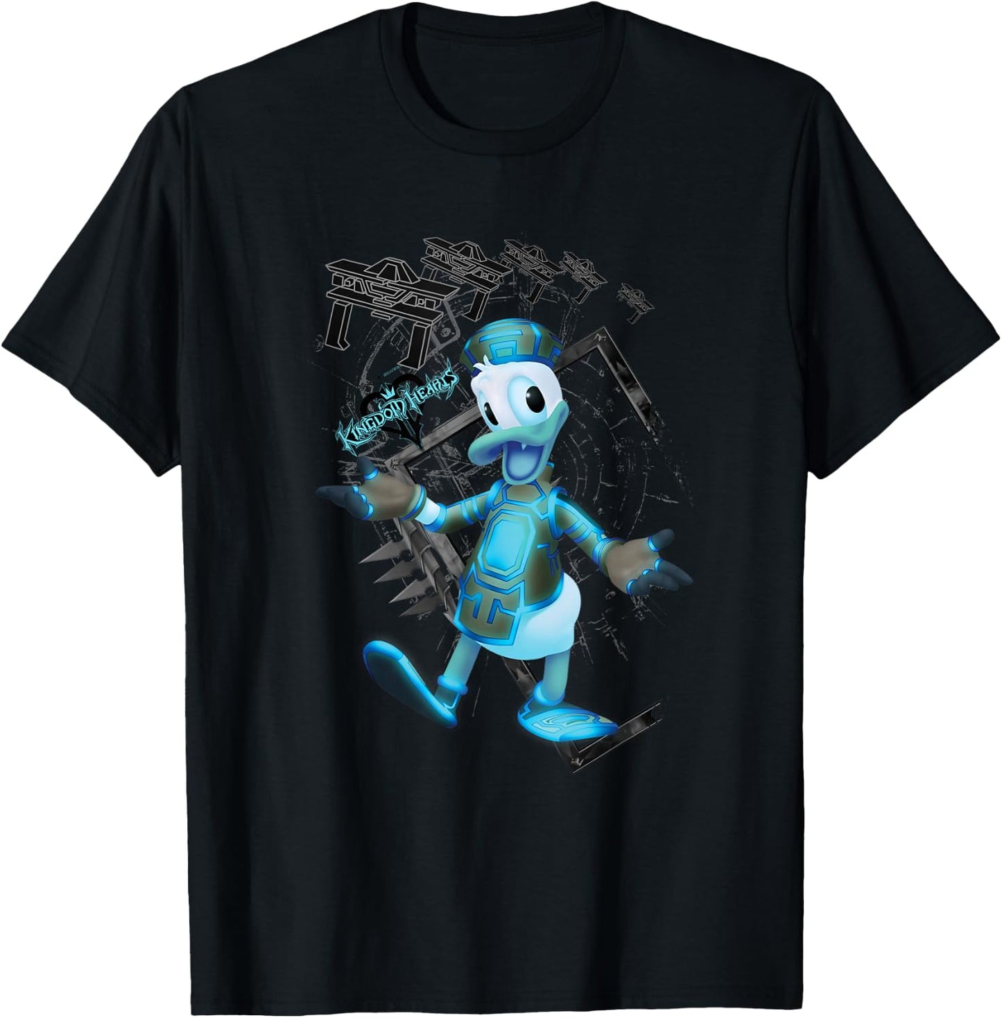 Disney Kingdom Hearts Danald Duck Tron Crossover Portrait T-Shirt - T-Shirt | Black