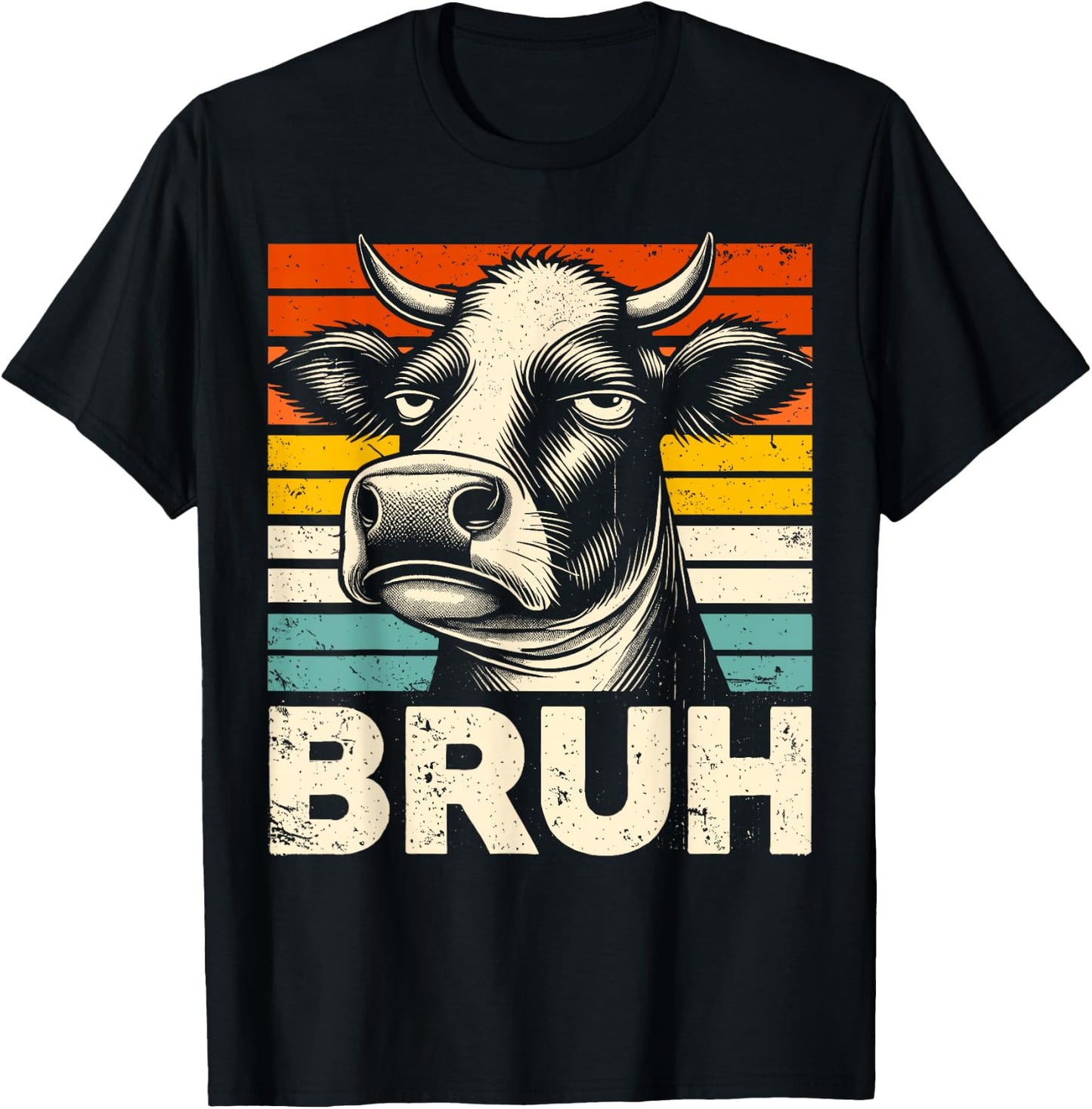 Funny Graphic Meme Cow Bruh For Boys Girls Kids Men Women T-Shirt - T-Shirt | Black