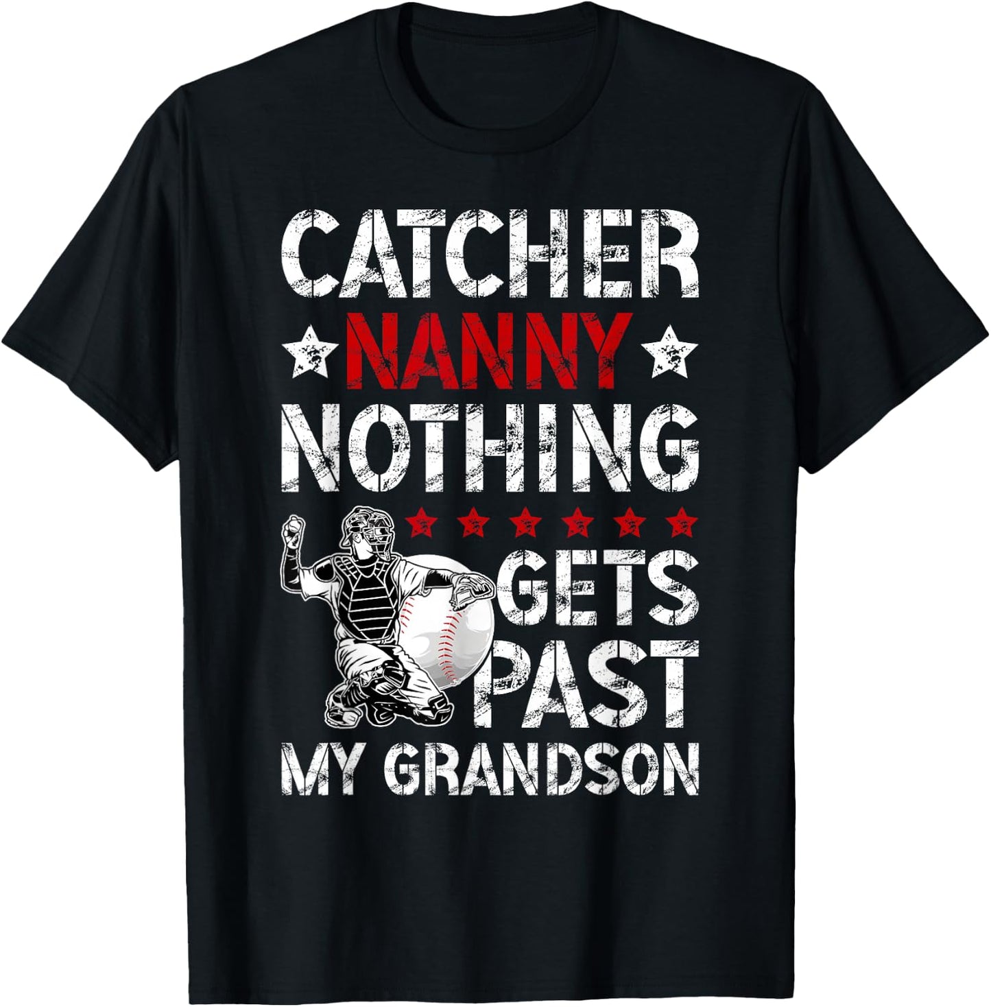 Baseball Catcher Nanny Proud Nanny Of A Baseball Catcher T-Shirt - T-Shirt | Black