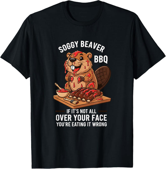 Soggy Beaver BBQ If It's Not All Over Your Face Funny Kids T-Shirt - T-Shirt | Black