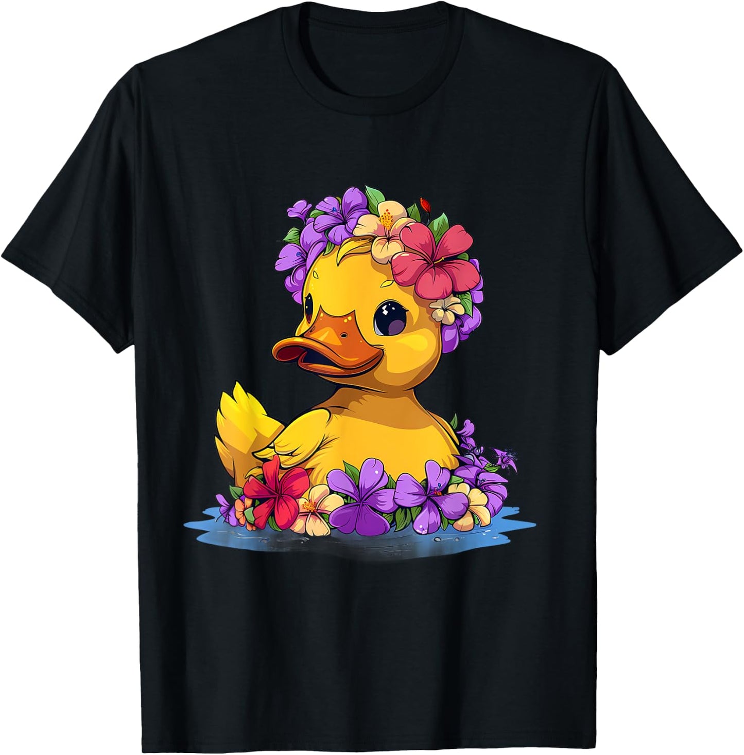 Rubber Duck Floral Hawaiian Rubber Duck Lover Hawaii T-Shirt - T-Shirt | Black