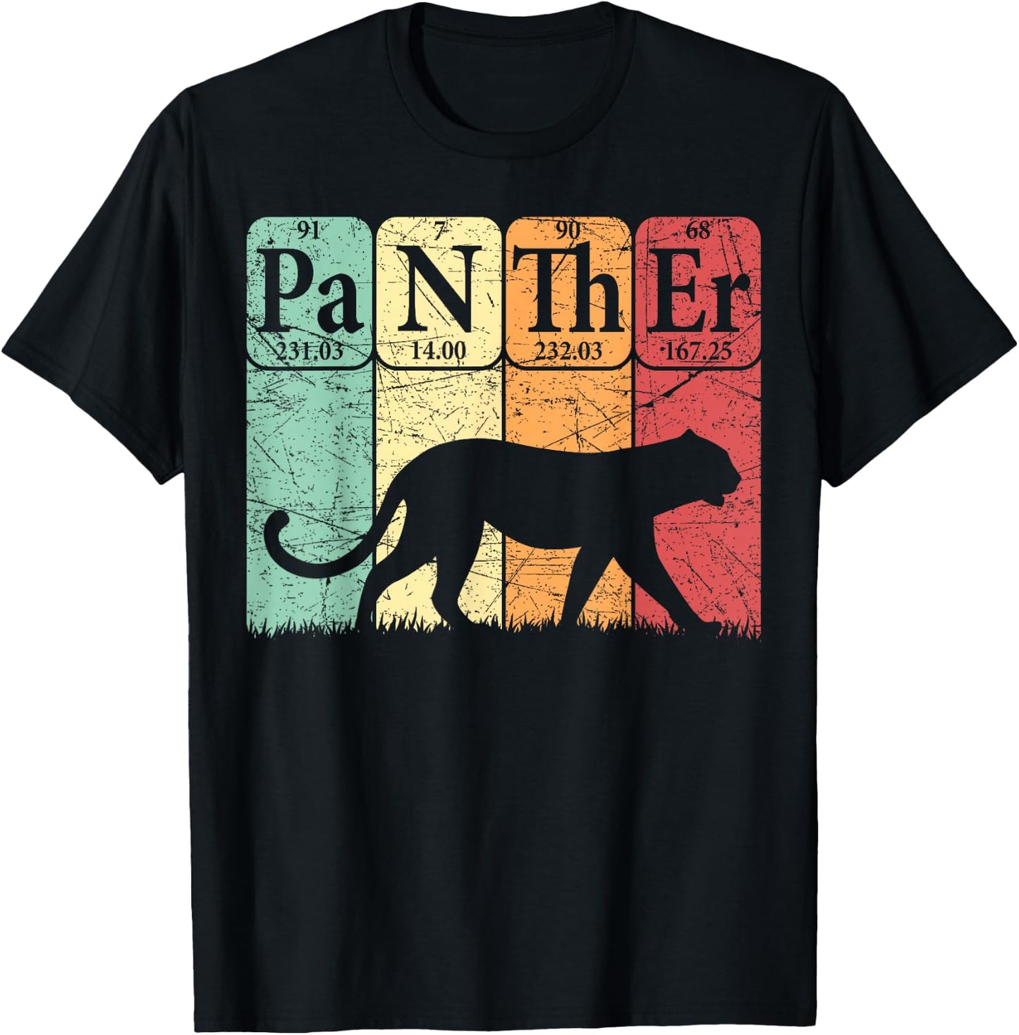 Panther Periodic Table Elements Retro Panther Nerdy T-Shirt - T-Shirt | Black