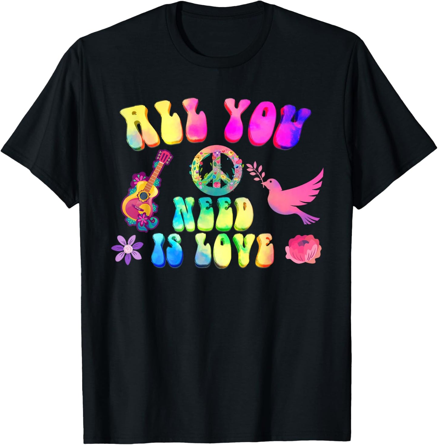 Funny Hippie Costume 60s 70s Costume Women's Men's , black, s T-Shirt - T-Shirt | Black