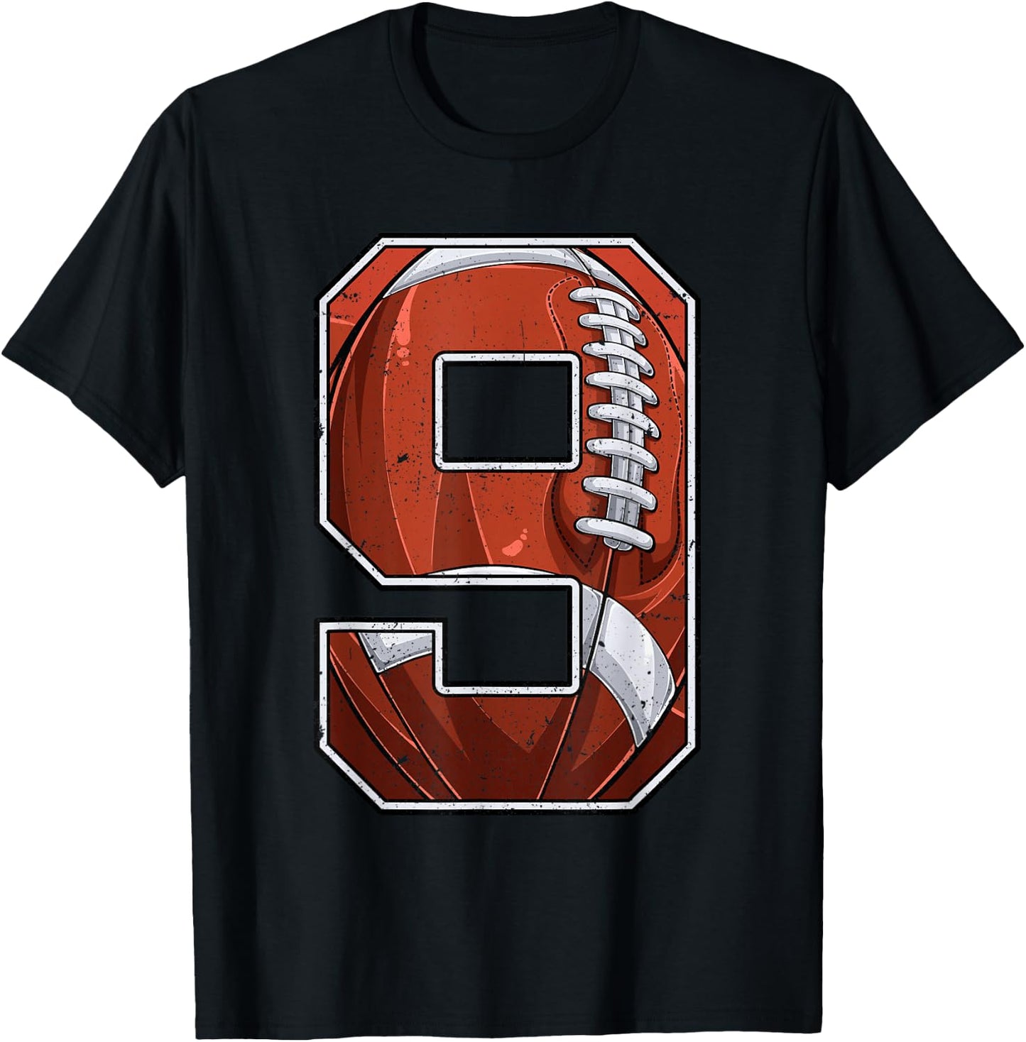 Football Ninth 9th Birthday Boy Nine 9 Years Old Bday Kids T-Shirt - T-Shirt | Black
