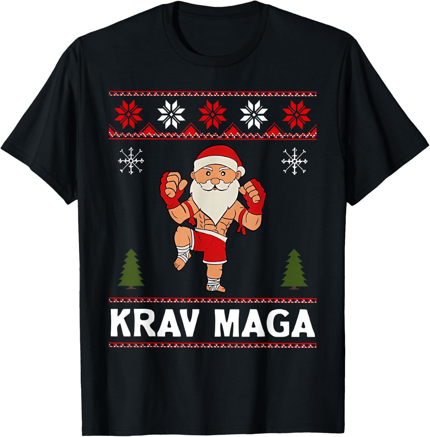 Krav Maga Santa Claus Ugly Christmas Martial Arts Women Men T-Shirt - T-Shirt | Black
