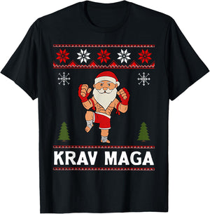 Krav Maga Santa Claus Ugly Christmas Martial Arts Women Men T-Shirt - T-Shirt | Black