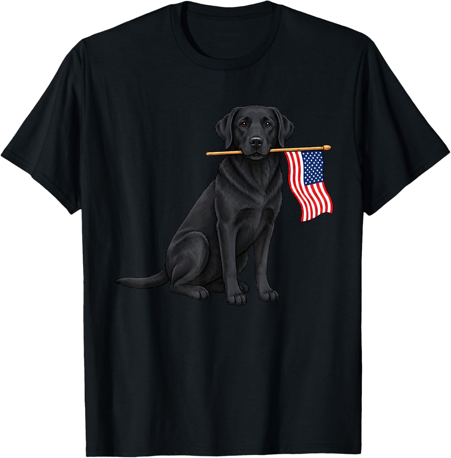 Black Lab 4th of July Patriotic Dog Fourth of July T-Shirt - T-Shirt | Black