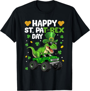 Happy St Pat-Rex Day St Patricks Day Dinosaur Monster Truck T-Shirt - T-Shirt | Black