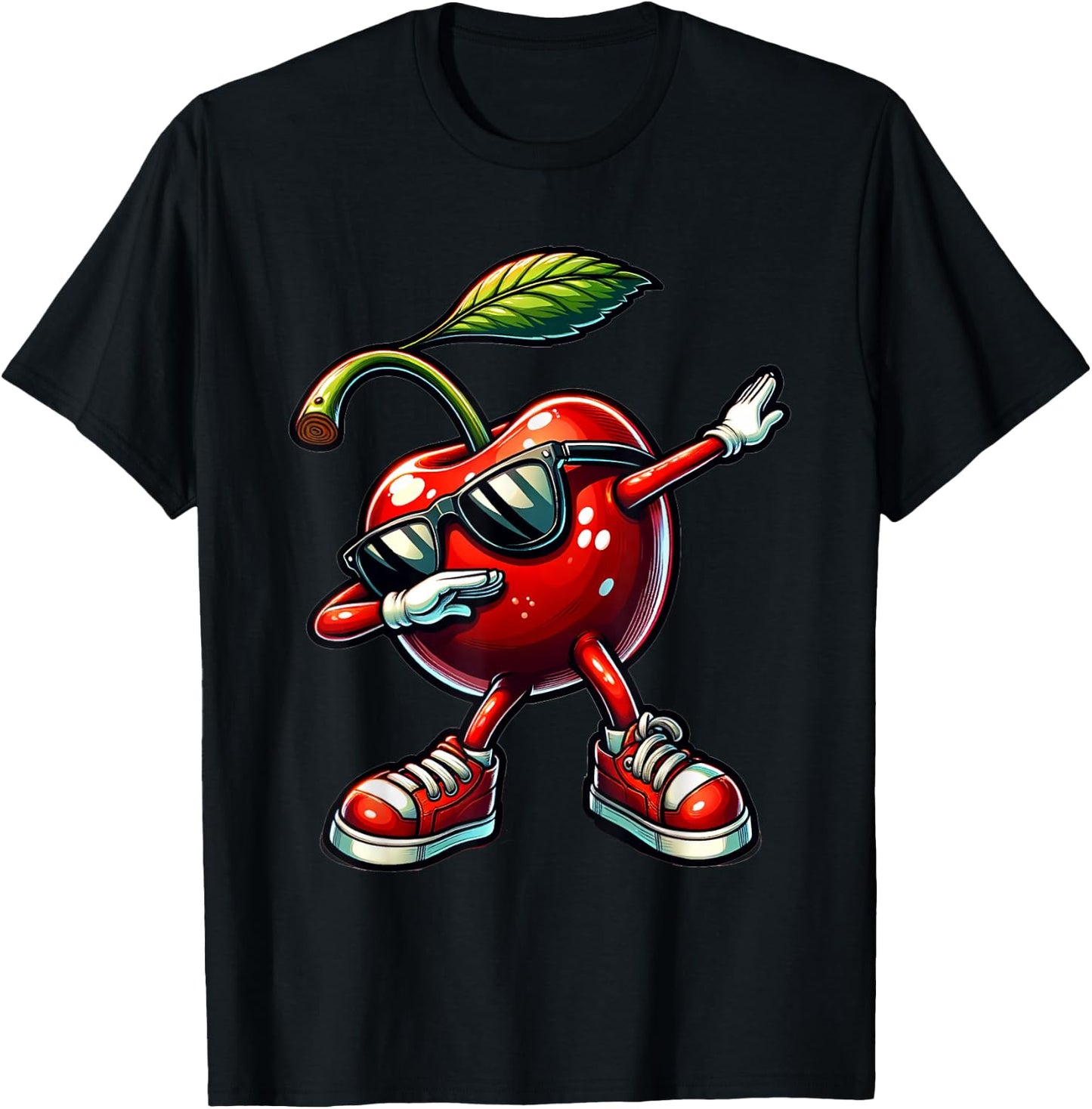 Dabbing Red Cherry Funny Cherry Fruit with Cherries , black T-Shirt - T-Shirt | Black