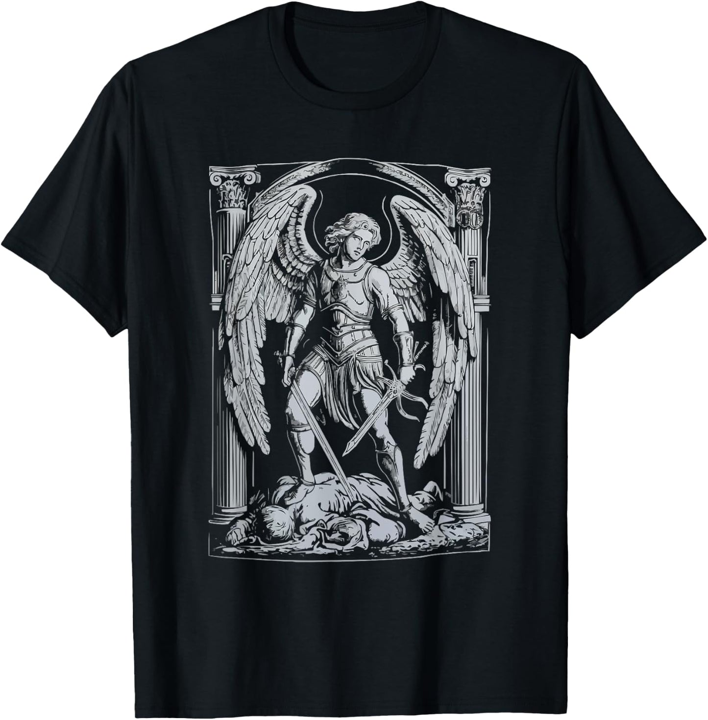 Archangel Catholic Religion Christianity Guardian Angel T-Shirt - T-Shirt | Black