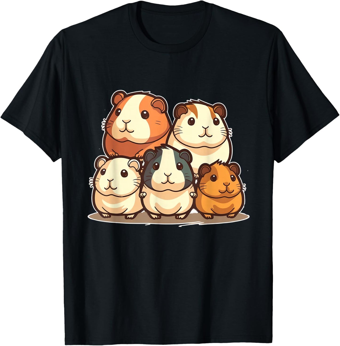 Cute, Kawaii Guinea Pig Family T-Shirt - T-Shirt | Black
