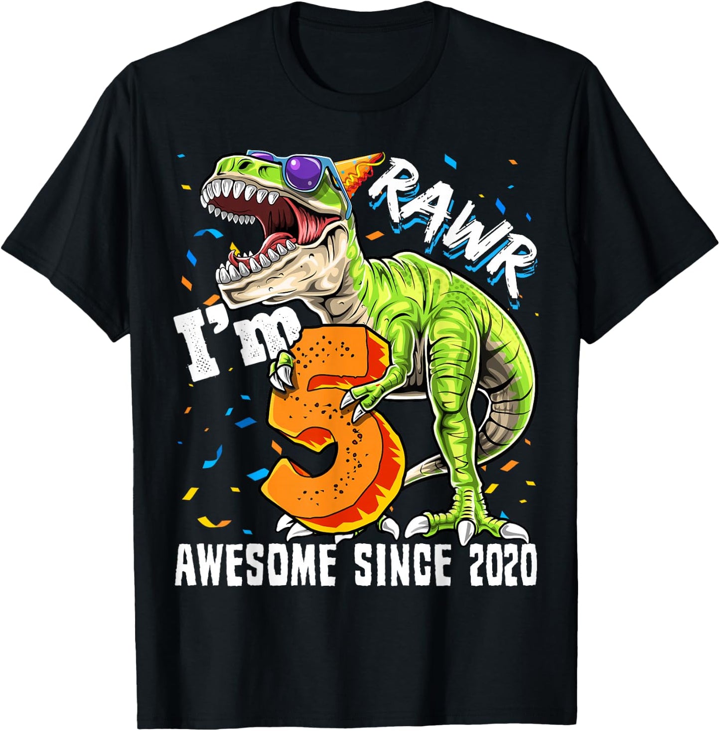 5th Birthday T Rex Dinosaur Party Boys Rawr I'm 5 T-Shirt - T-Shirt | Black