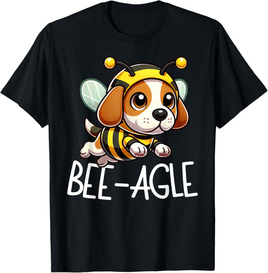 Funny Beagle Dog Bee-Agle Bee Costume Men Women Kids T-Shirt - T-Shirt | Black