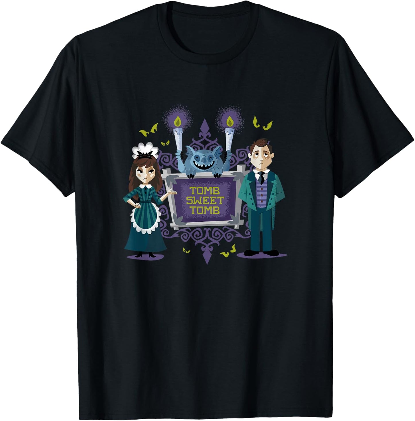 The Haunted Mansion Tomb Sweet Servants & Gargoyle Shot T-Shirt - T-Shirt | Black