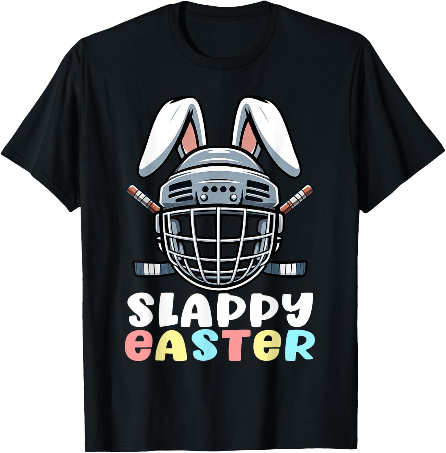 Easter Hockey Bunny Goalie Mask Easter Day Men Women Kids T-Shirt - T-Shirt | Black