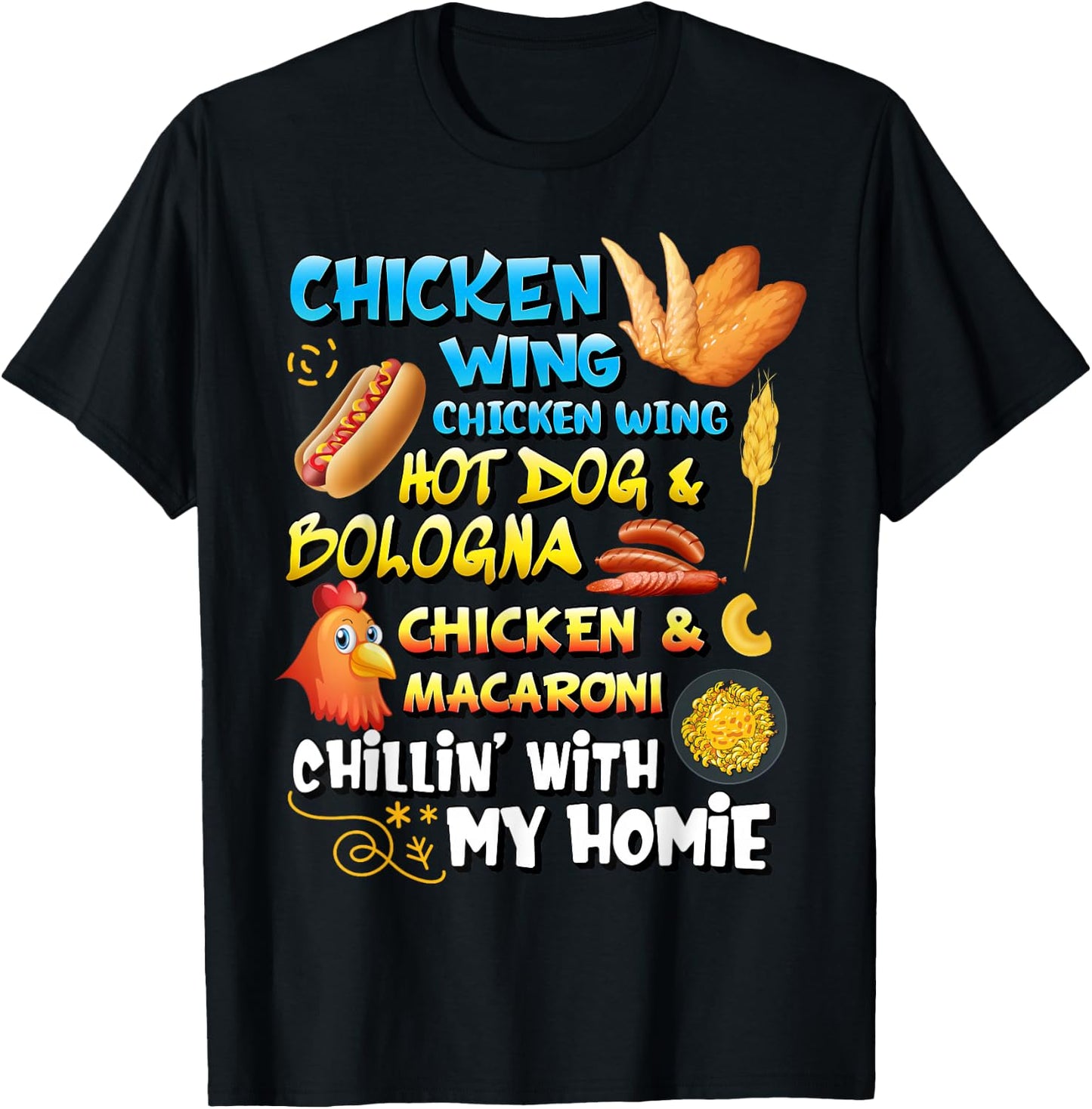 Chicken Wing Chicken Wing Hot Dog and Bologna Shirt Toddlers T-Shirt - T-Shirt | Black