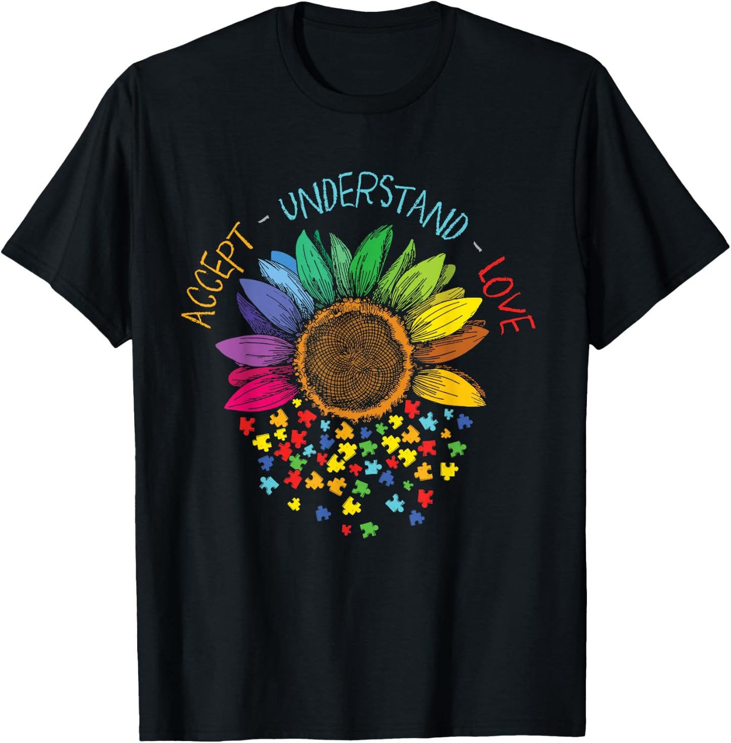Autism Awareness Accept Understanding Love ASD T-Shirt - T-Shirt | Black