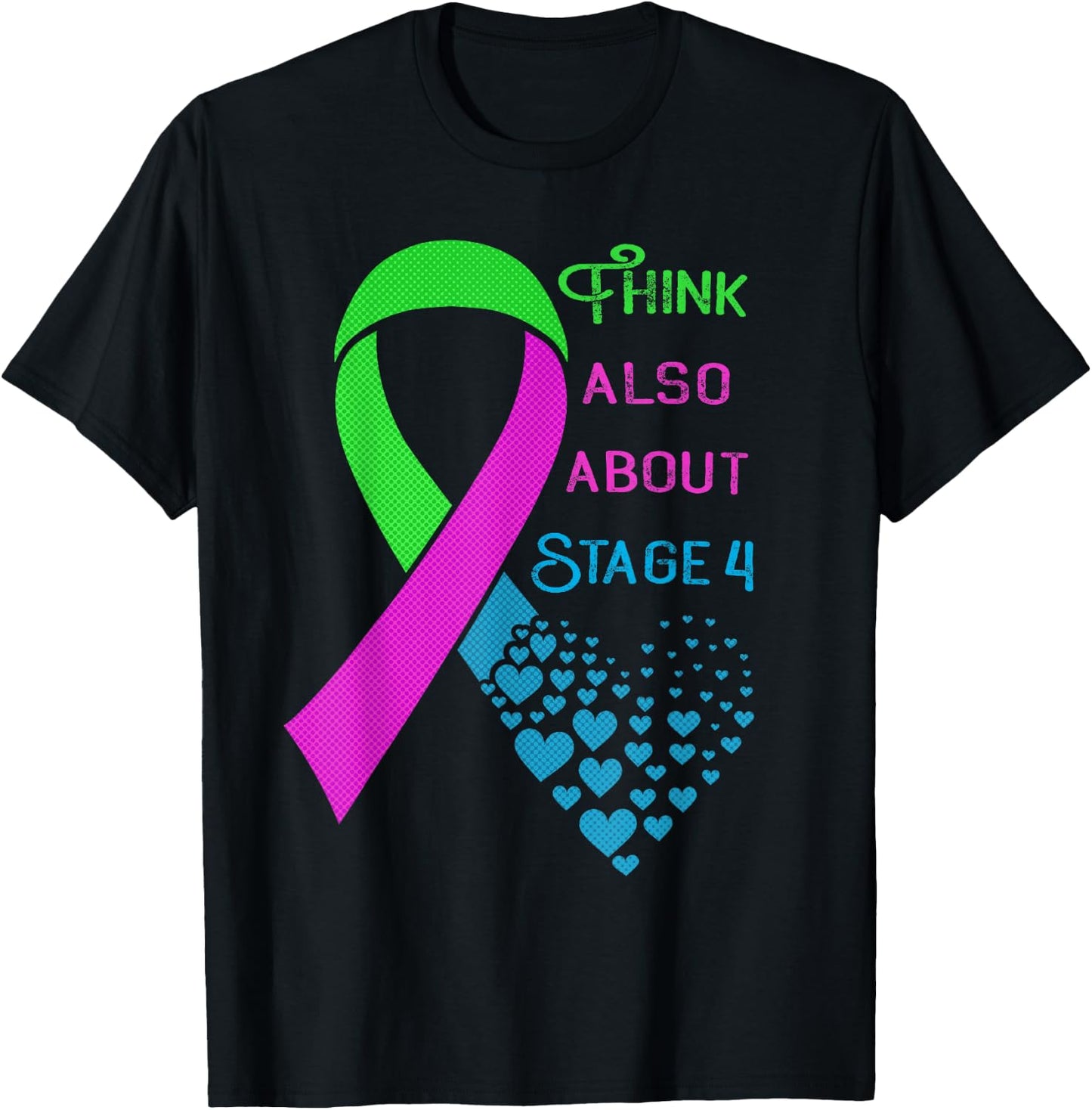 Metastatic Breast Cancer Awareness Heart Ribbon Graphic T-Shirt - T-Shirt | Black
