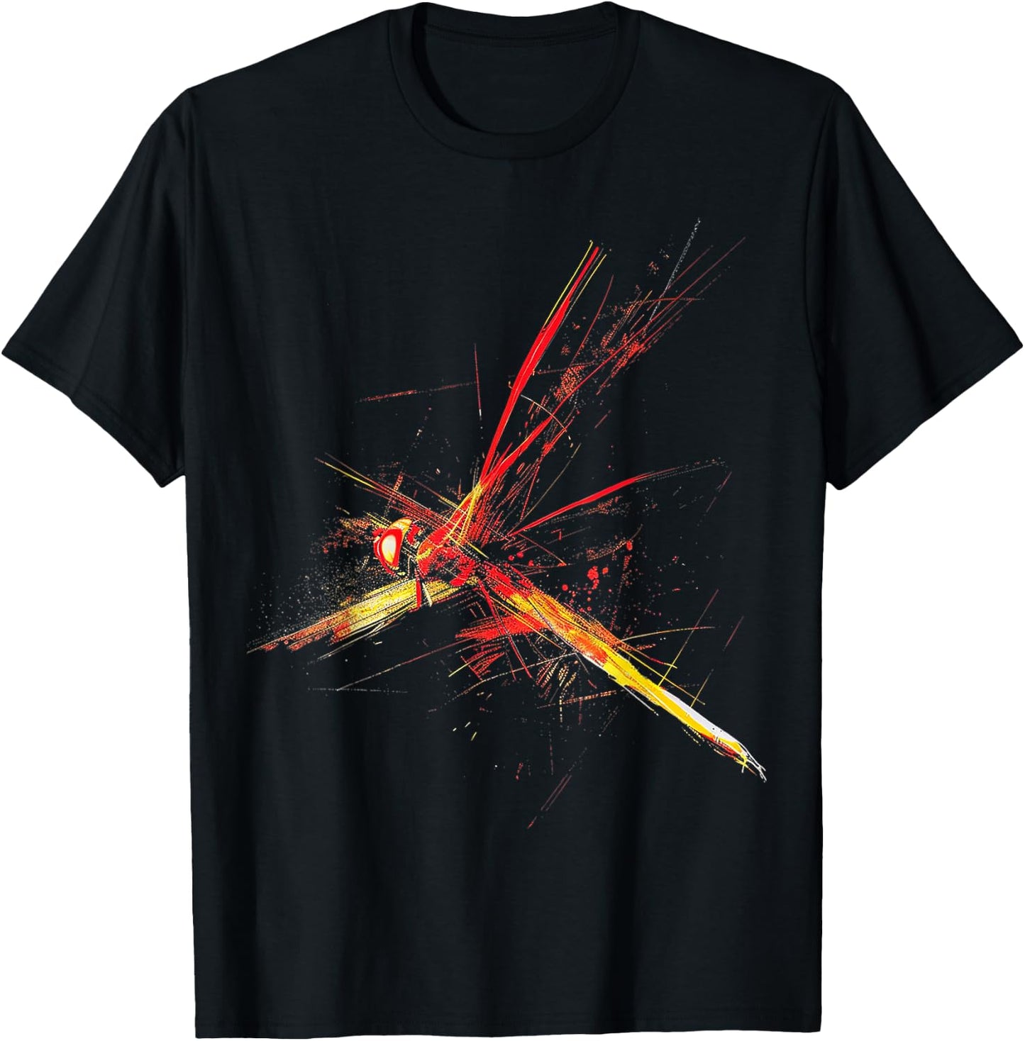 @n!mal Libelle bunt abstrakte Tierkunst Grafik Libelle Schwarz Klein Klassisch Kurzarm Crew-Ausschnitt Pull-On Imported Polyester Stretchable Tierliebhaber, Männer, Frauen, Kinder T-Shirt - T-Shirt | Black