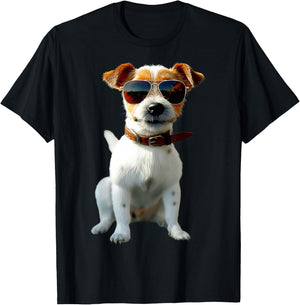 Jack Russell Terrier with Sunglasses Jack Russels Lovers , black T-Shirt - T-Shirt | Black