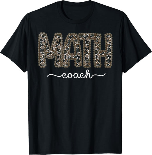 Retro Camo Math Coach Math Teacher STEM Stems Back to School T-Shirt - T-Shirt | Black