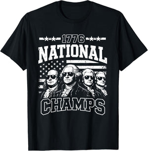1776 National Champs Funny Patriotic America Founding Father T-Shirt - T-Shirt | Black