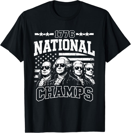 1776 National Champs Funny Patriotic America Founding Father T-Shirt - T-Shirt | Black