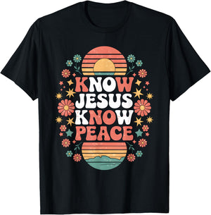 Know Jesus Know Peace Christian God Faith Men Women Kids T-Shirt - T-Shirt | Black