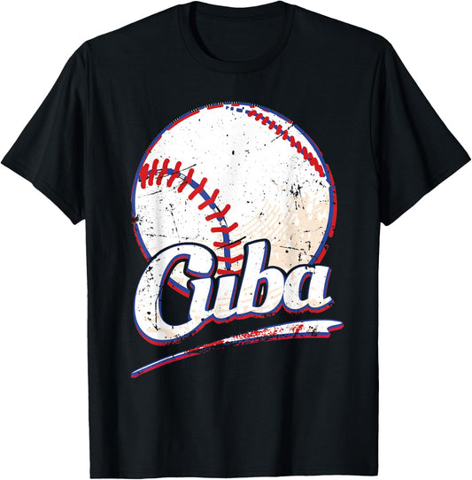Cuba Shirt Cuban Baseball Fan Team Vintage T-Shirt - T-Shirt | Black