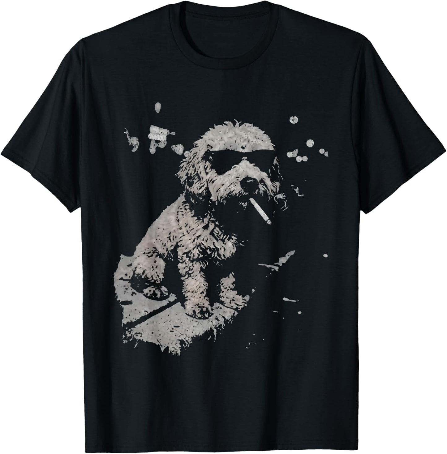 Funny Dog Smoking Goldendoodle T-Shirt - T-Shirt | Black