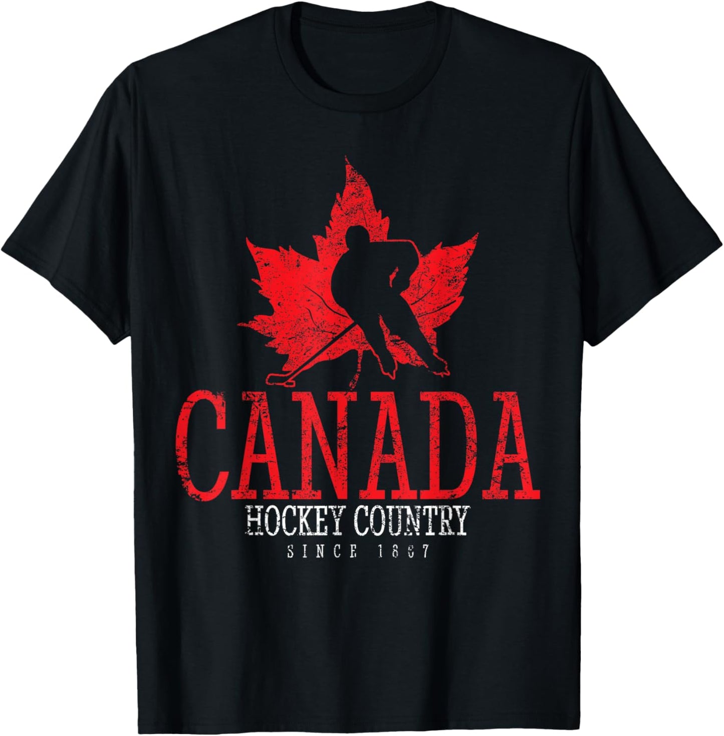 Canada Ice Hockey Sport Canadian Player Vintage , black T-Shirt - T-Shirt | Black
