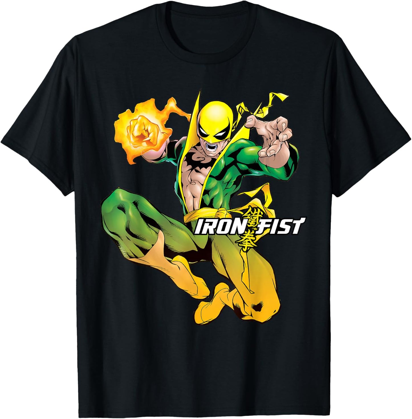 Marvel Iron Fist Action Shot Portrait T-Shirt - T-Shirt | Black