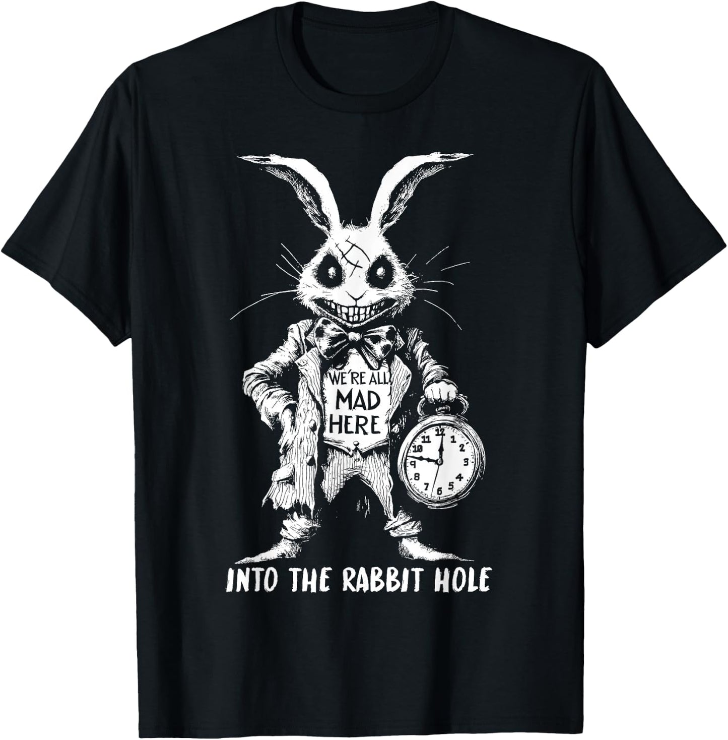 L'effrayant Lapin Blanc au Pays des Merveilles Horreur T-Shirt - T-Shirt | Black