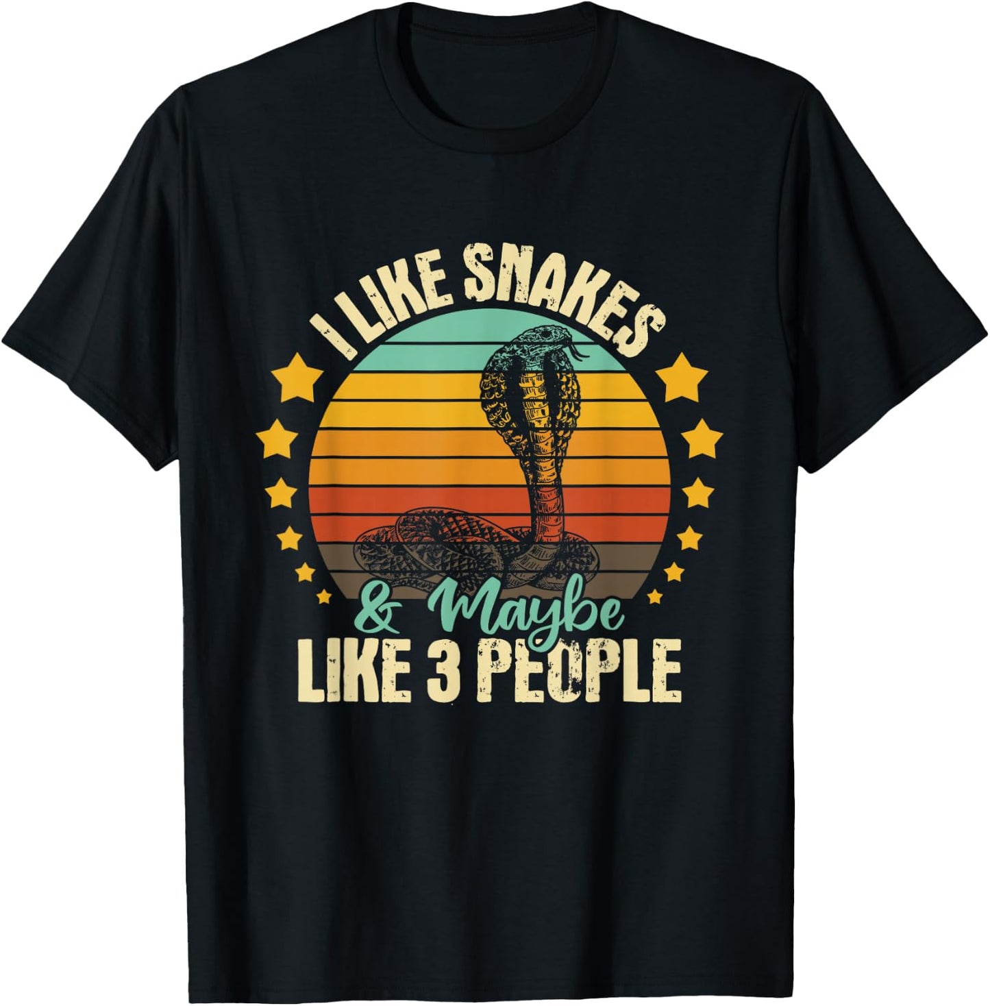 I Like Snakes & Maybe Like 3 People - Snake Reptile Lover T-Shirt - T-Shirt | Black