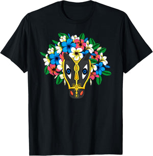 Mask and flowers - Nicaragua - Original art - Illustration T-Shirt - T-Shirt | Black