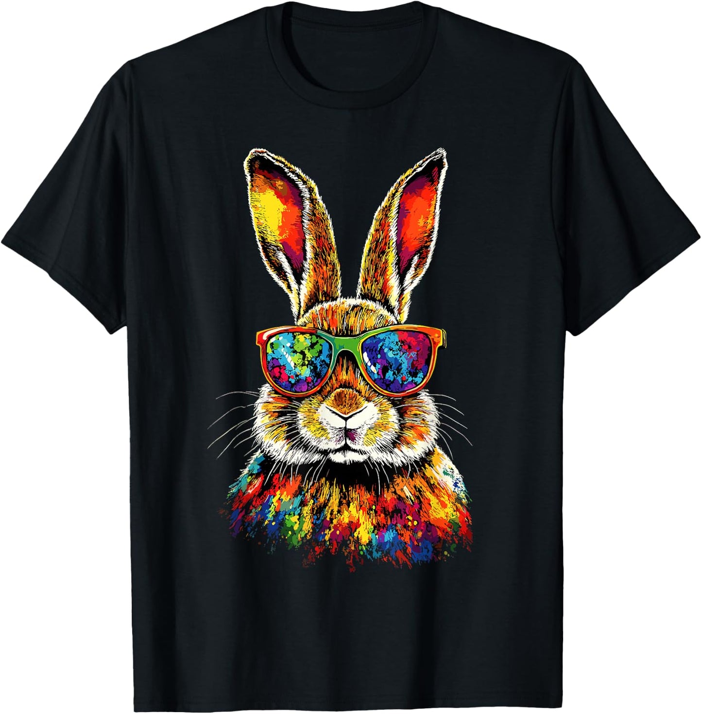 Bunny with Sunglasses Rabbit Brown Hare Cute Bunnies T-Shirt - T-Shirt | Black