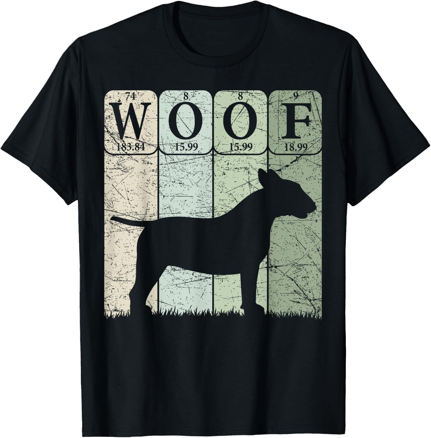 Bull Terrier Dog Periodic Table Elements Dog Lover Woof T-Shirt - T-Shirt | Black