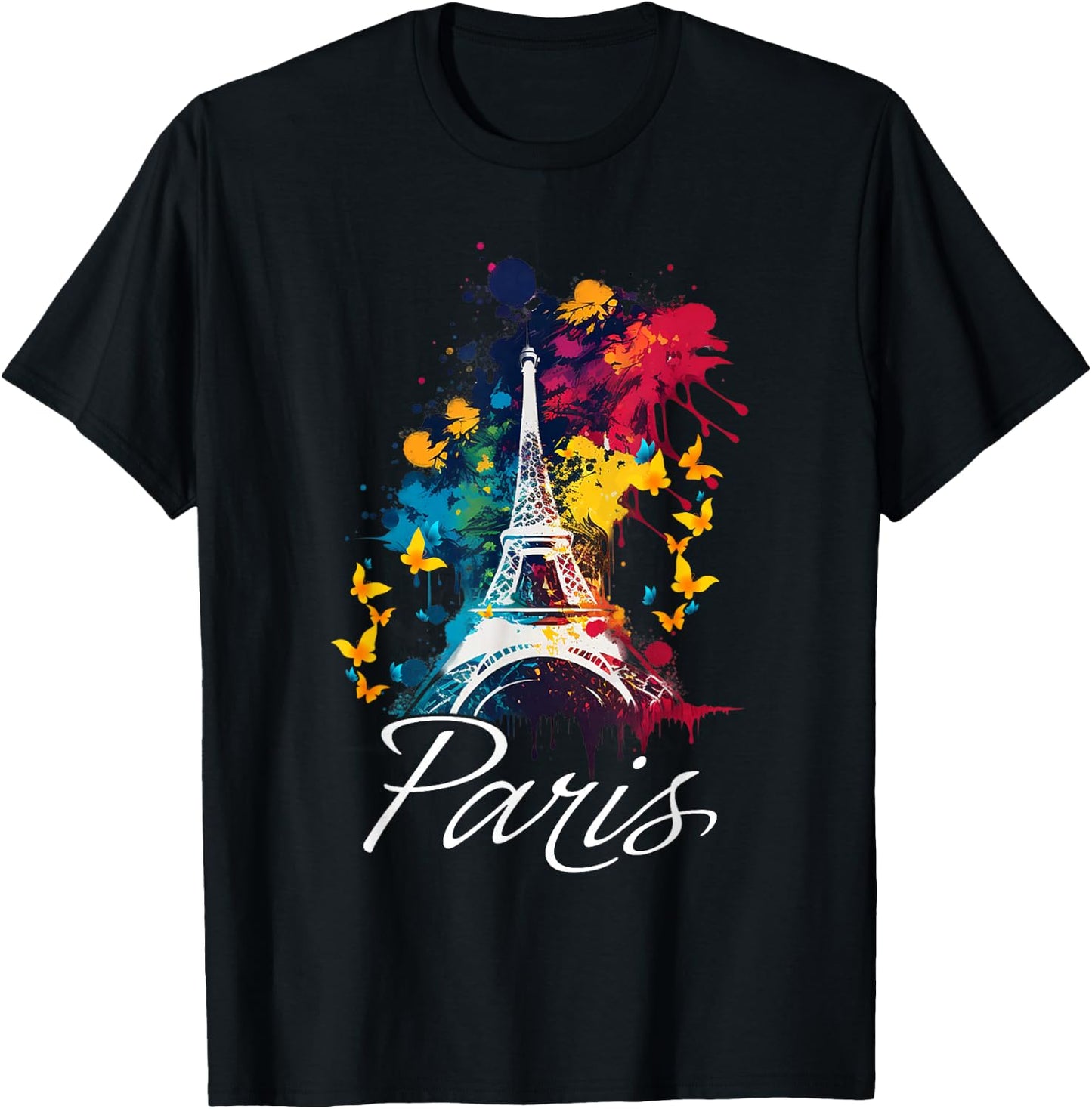 Eiffel Tower Paris Girls Travel Holiday France Souvenir , black T-Shirt - T-Shirt | Black