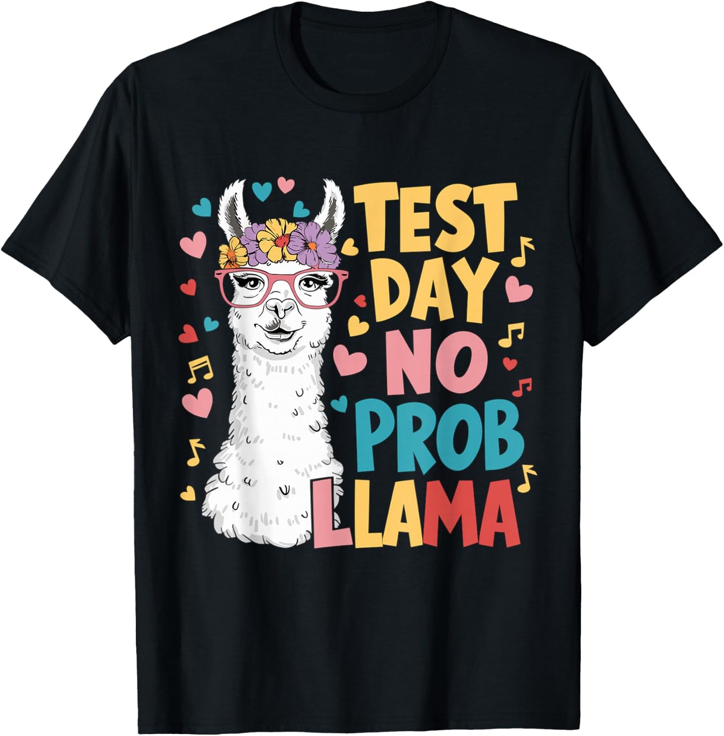 Test Day No Prob-llama Llama Teacher Testing Day T-Shirt - T-Shirt | Black