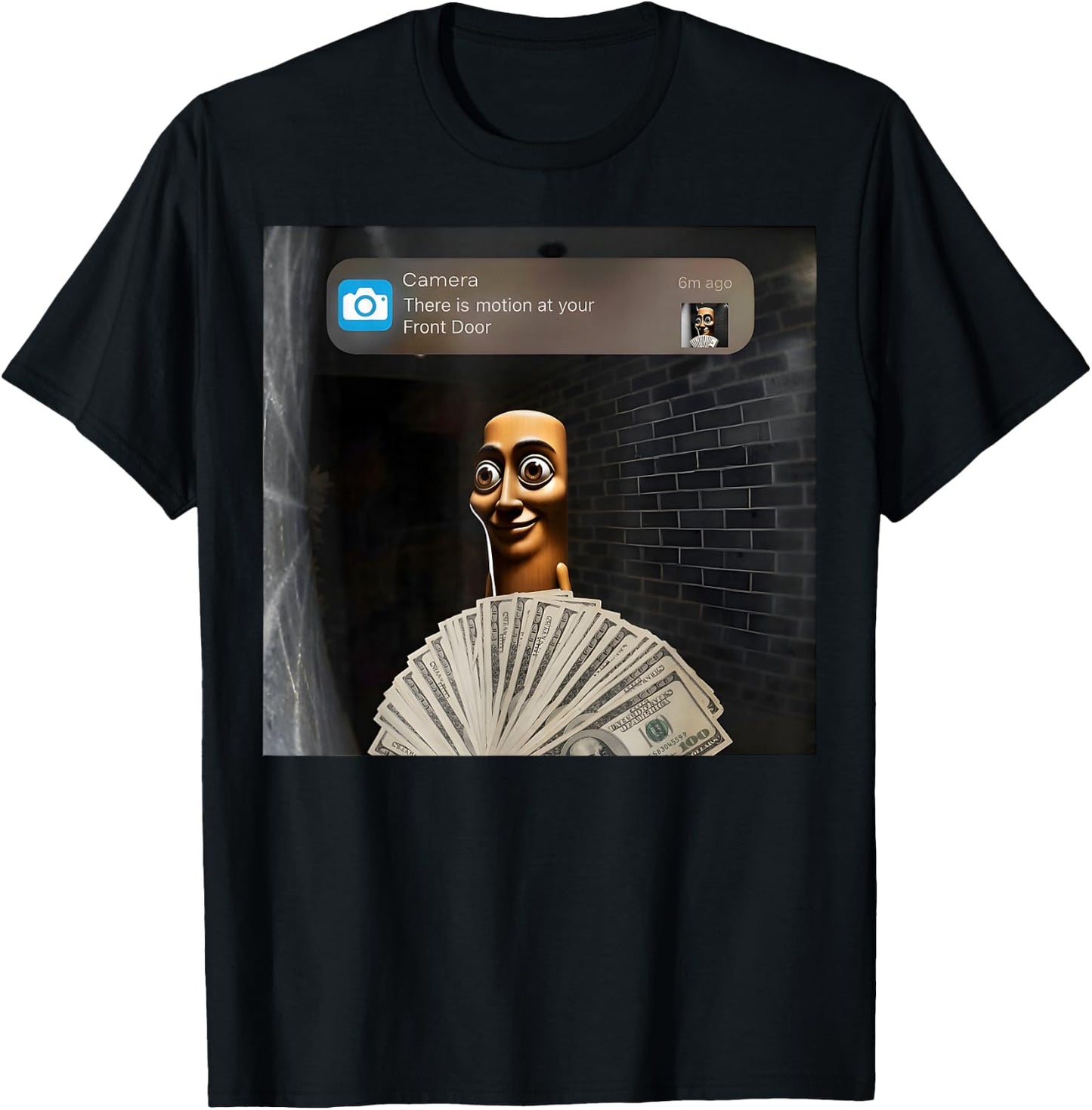 There is Motion at Your Front Door Tung Tung Tung Sahur T-Shirt - T-Shirt | Black