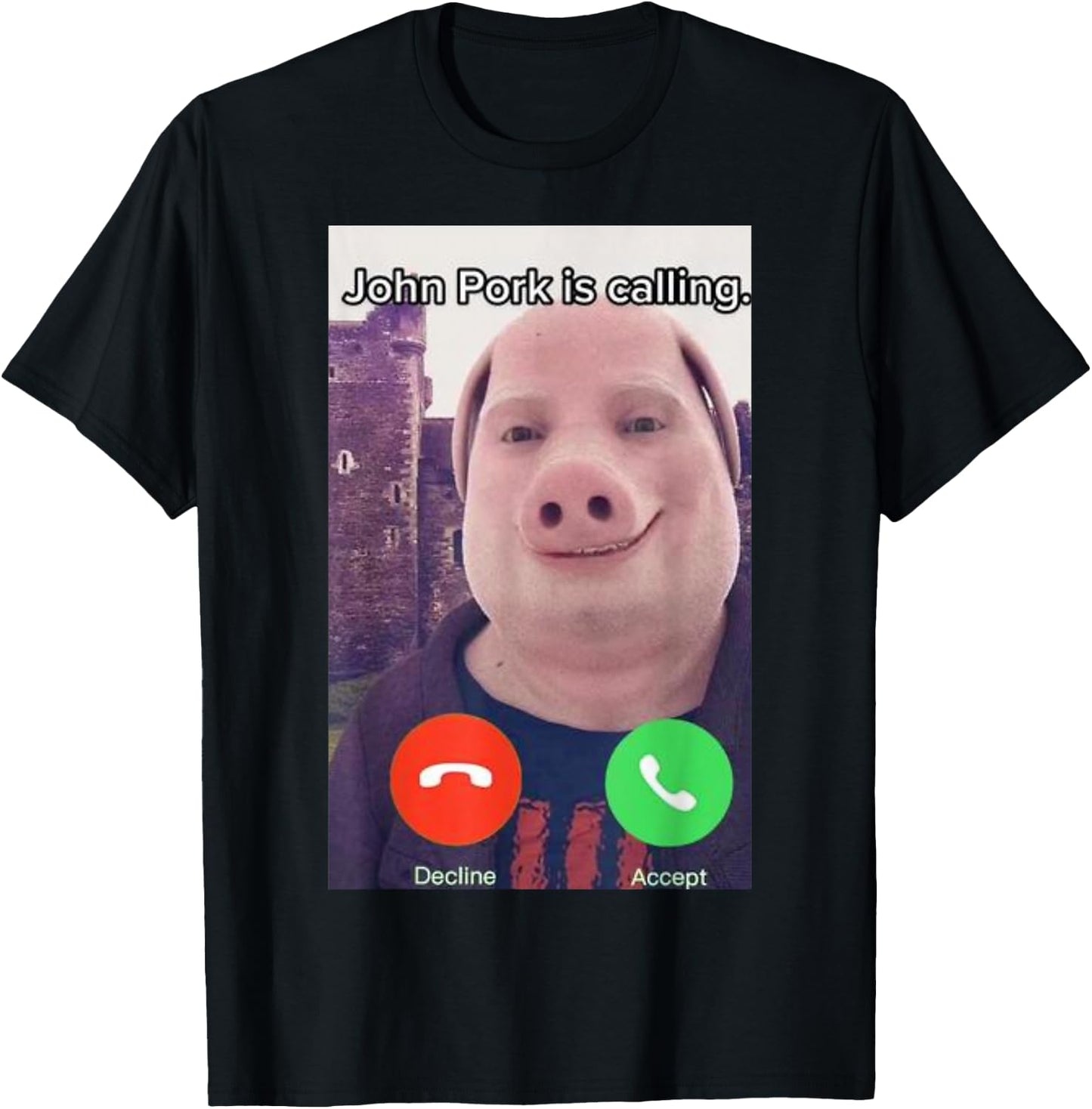 John Pork is Calling Funny Answer Call Phone T-Shirt - T-Shirt | Black