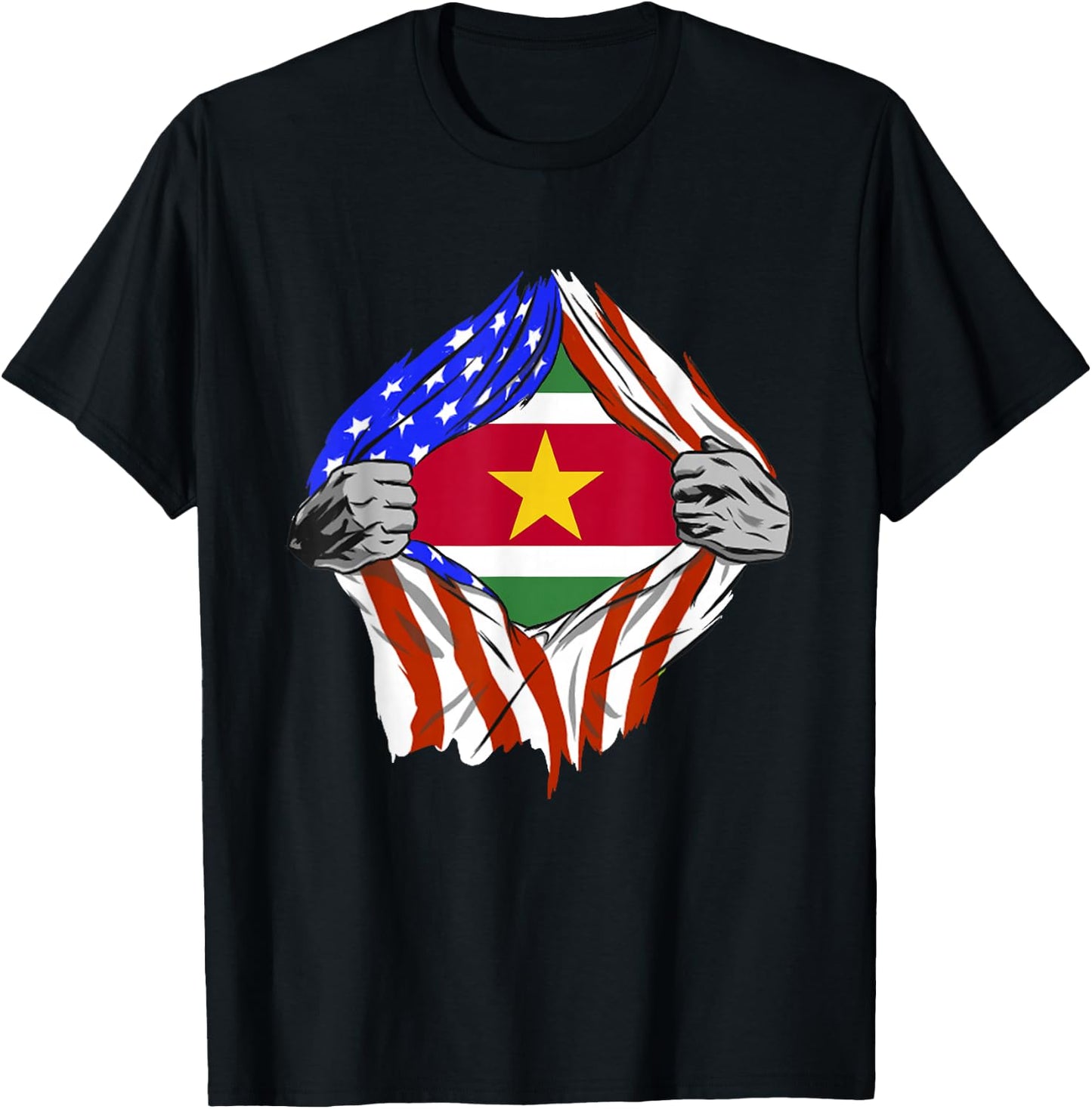 Suriname Flag USA Chest Surinamese Roots Surinamese Pride T-Shirt - T-Shirt | Black