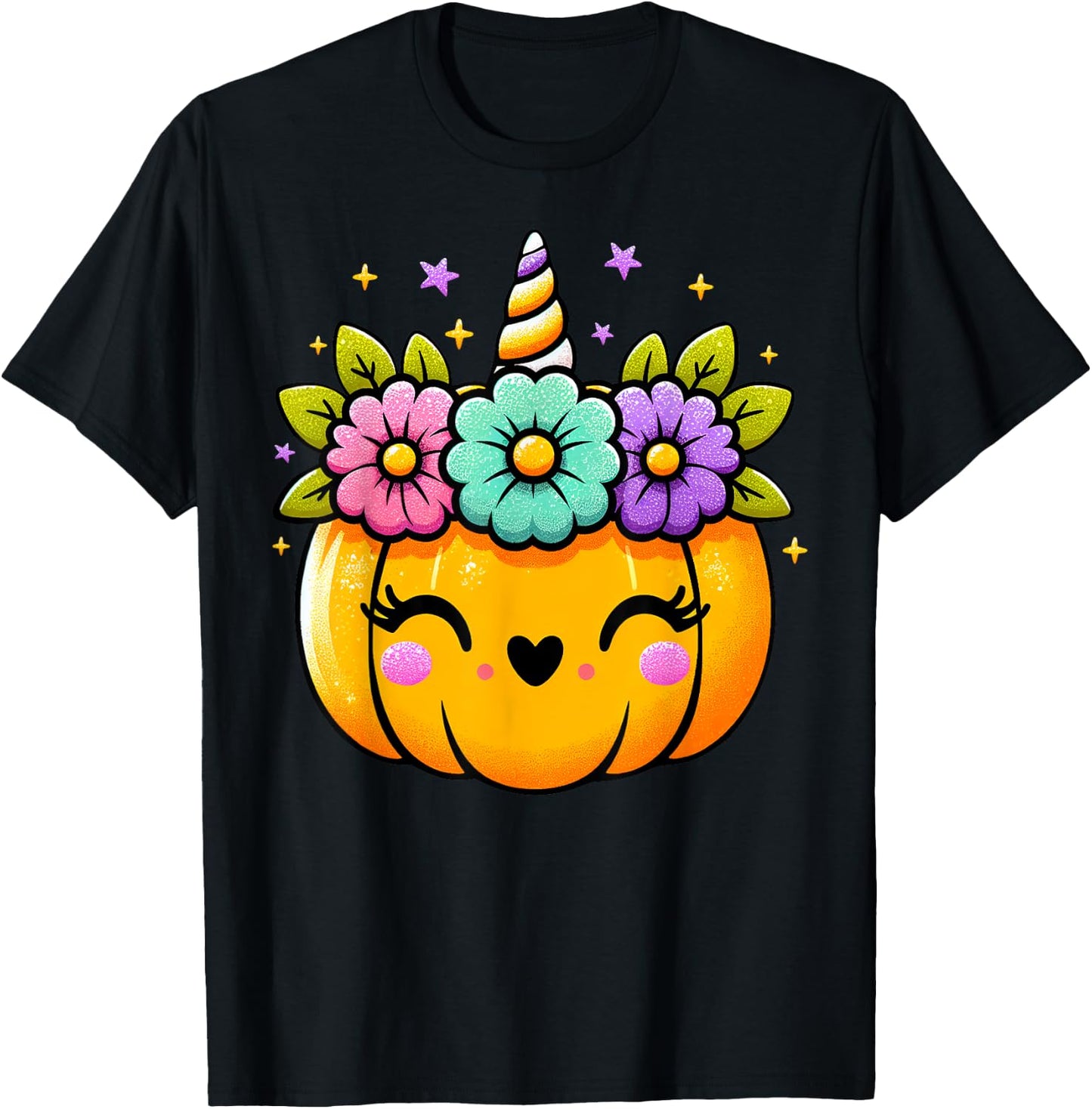 Cute Halloween Unicorn Pumpkin Halloween Girls T-Shirt - T-Shirt | Black