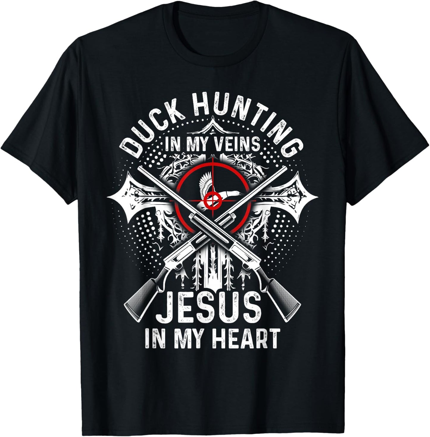 Duck Hunting Hunter Jesus Faith Christian Vintage Duck T-Shirt - T-Shirt | Black