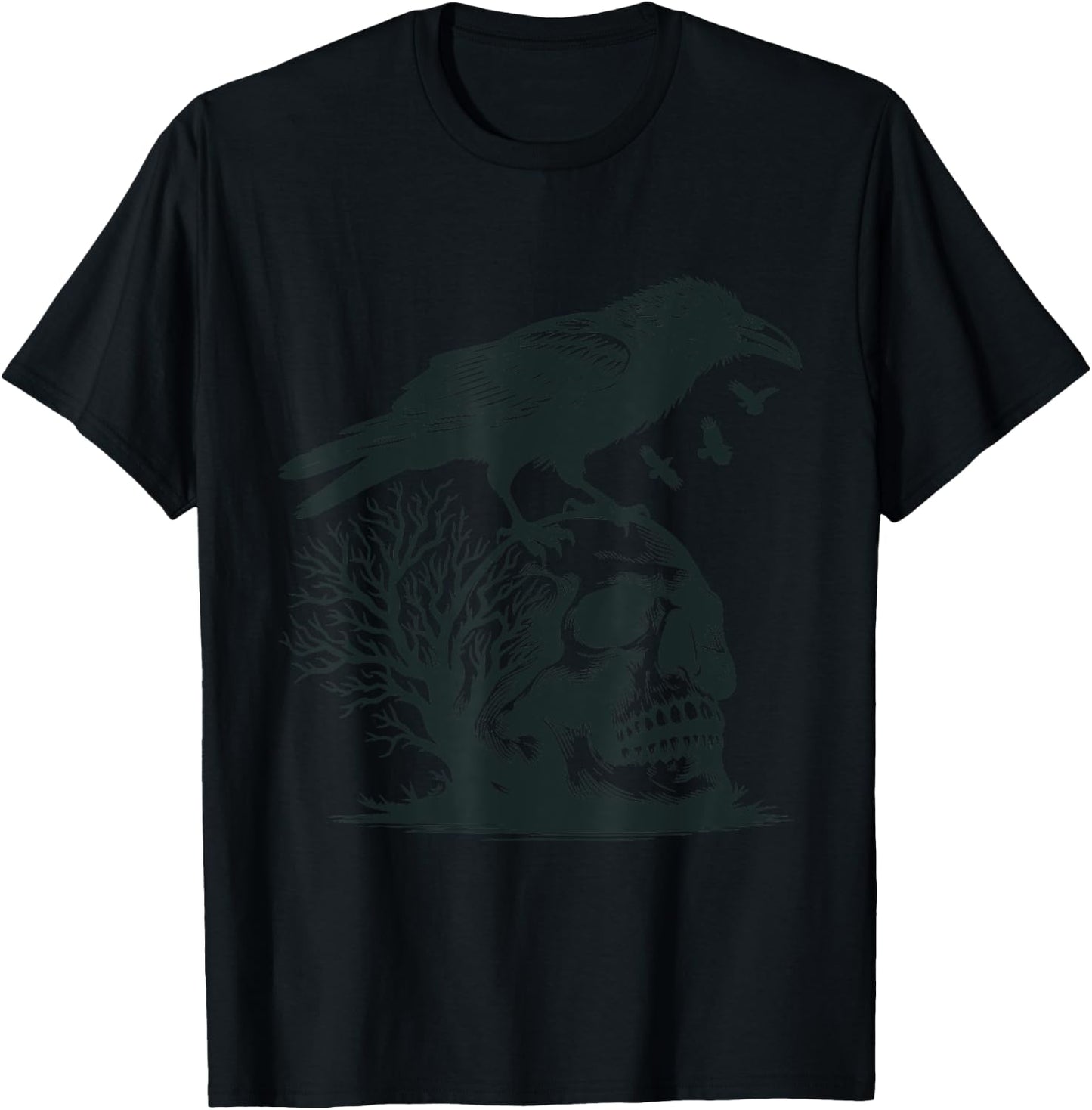Krähe Totenkopf Vogel Schädel Rabe Düster Gothik T-Shirt - T-Shirt | Black